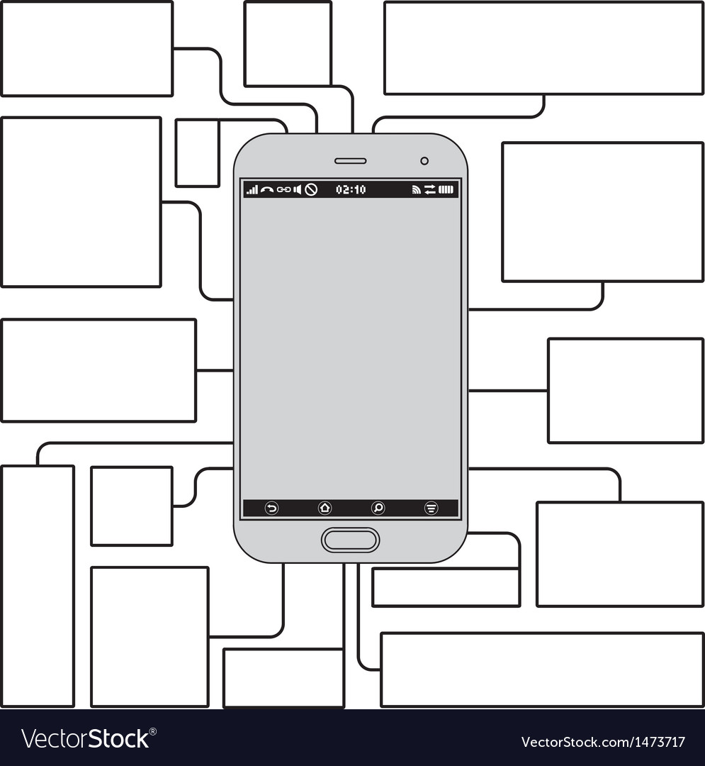 touchscreen phone features blank template vector image
