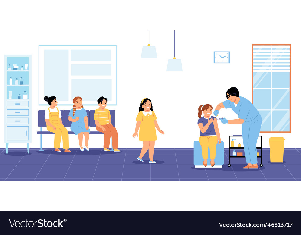 Vaccination flat concept Royalty Free Vector Image