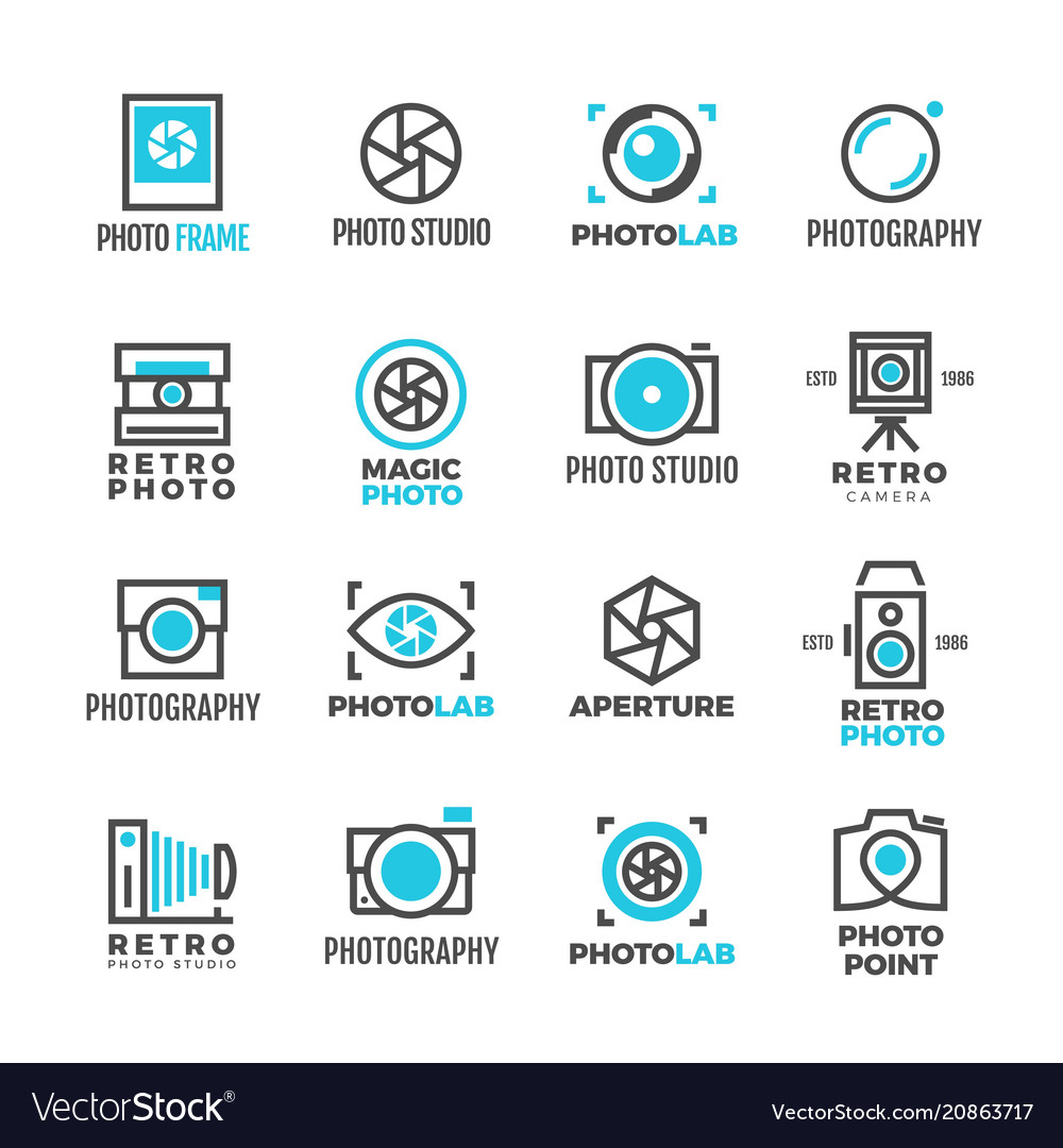 Wedding photography studio vintage labels vector image Wedding photography studio vintage labels