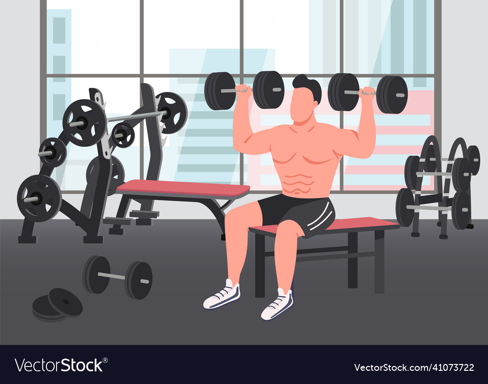 Bodybuilding exercise flat color