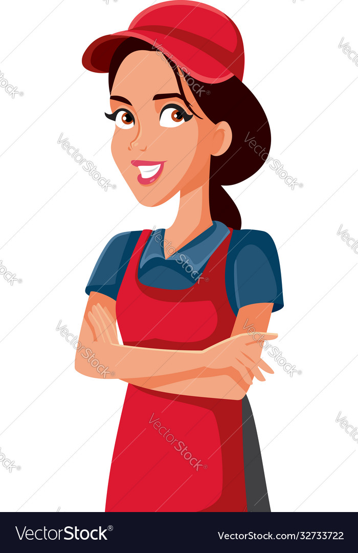 Female Sales Clerk Supermarket Employee Standing Vector Image