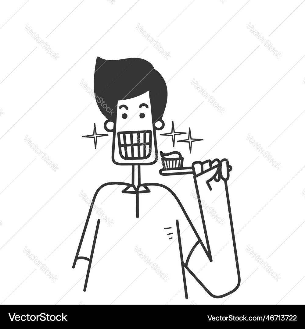 Hand drawn doodle toothbrush with toothpaste Vector Image