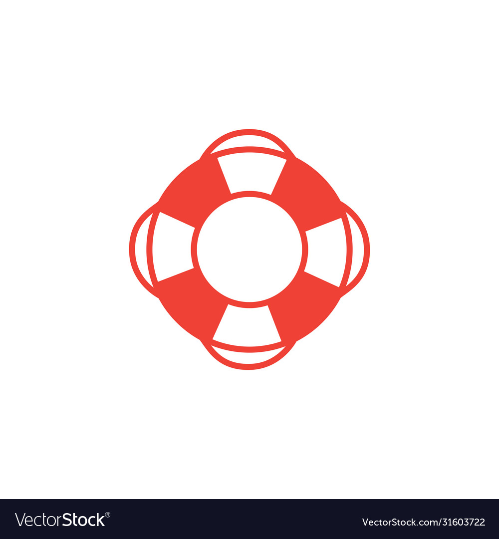 Lifebuoy red icon on white background flat