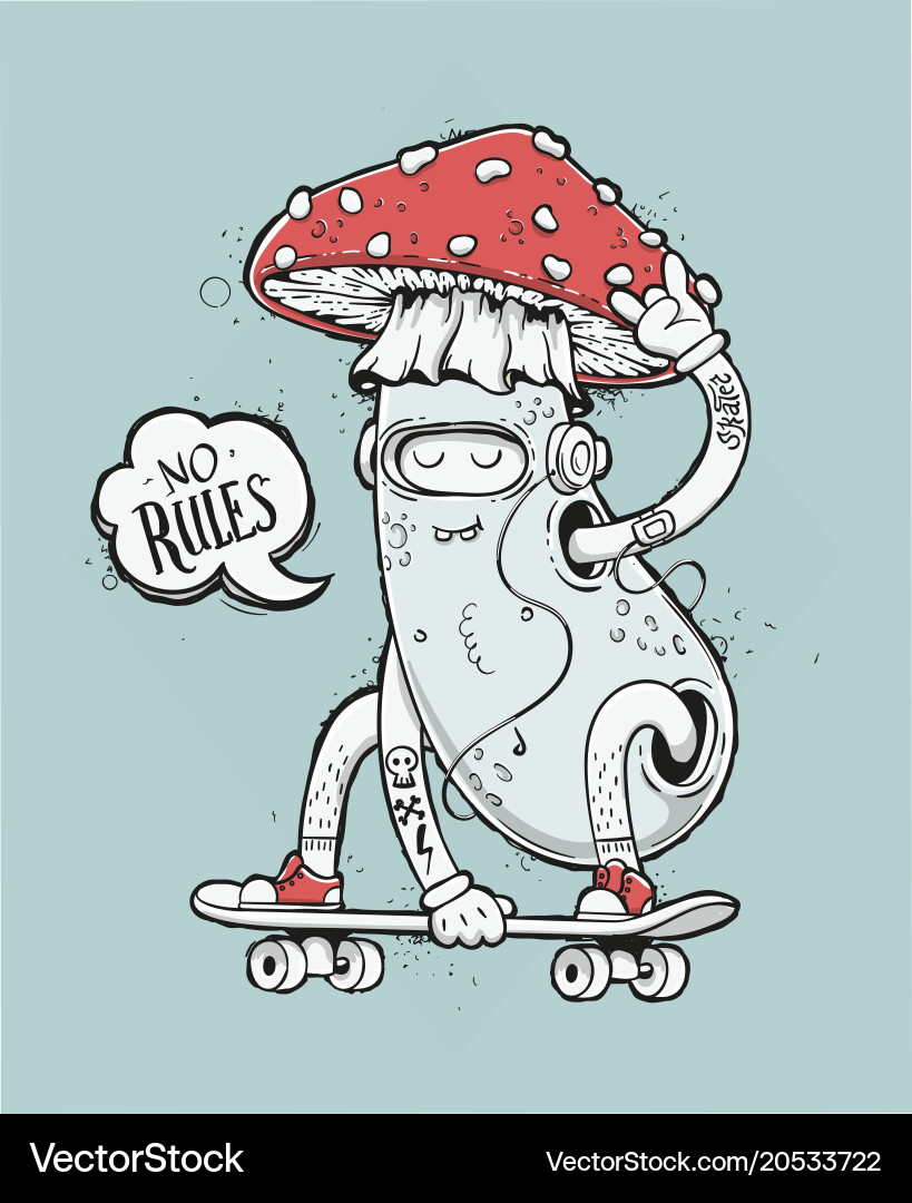 Skater mushroom Royalty Free Vector Image - VectorStock