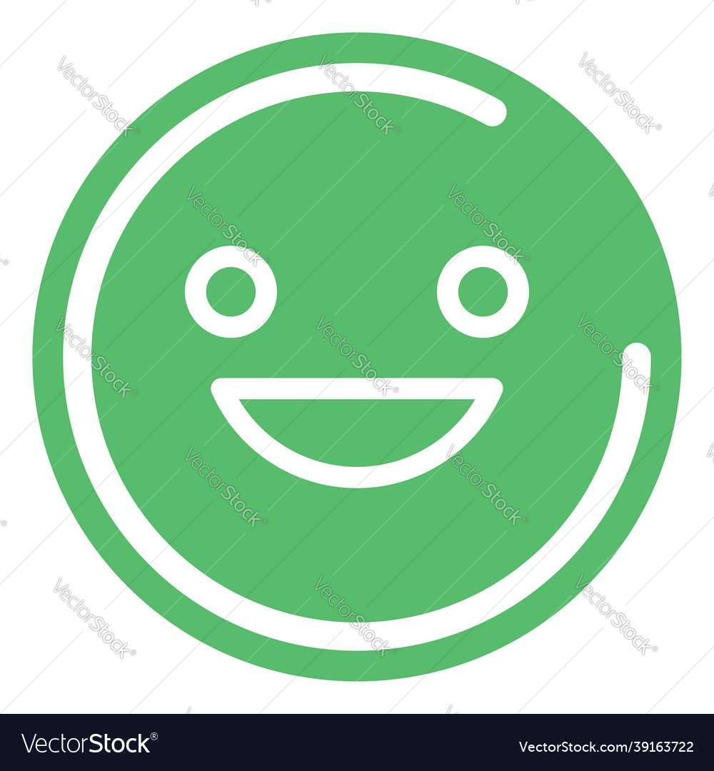 Smiling green emoticon on a white background Vector Image