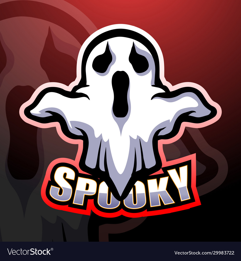 Spooky ghost mascot esport logo design Royalty Free Vector