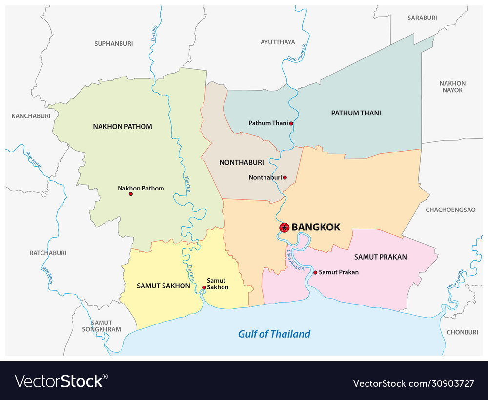 Administrative Map Bangkok Metropolitan Area Vector 30903727 