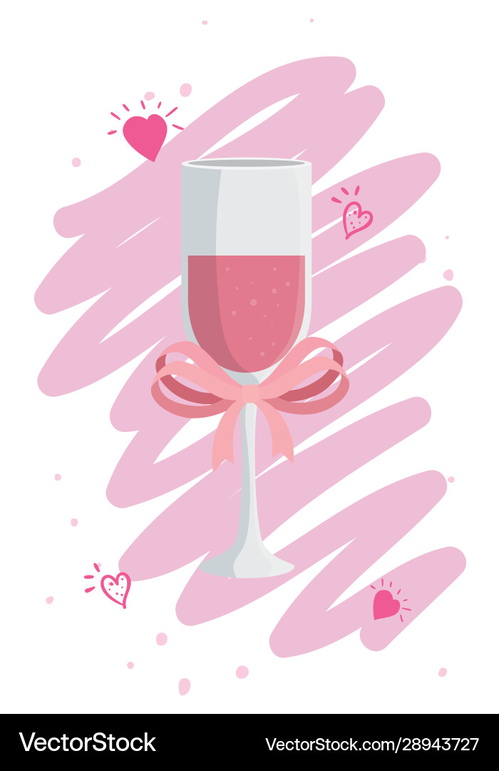 Cup champagne with ribbon isolated icon Royalty Free Vector