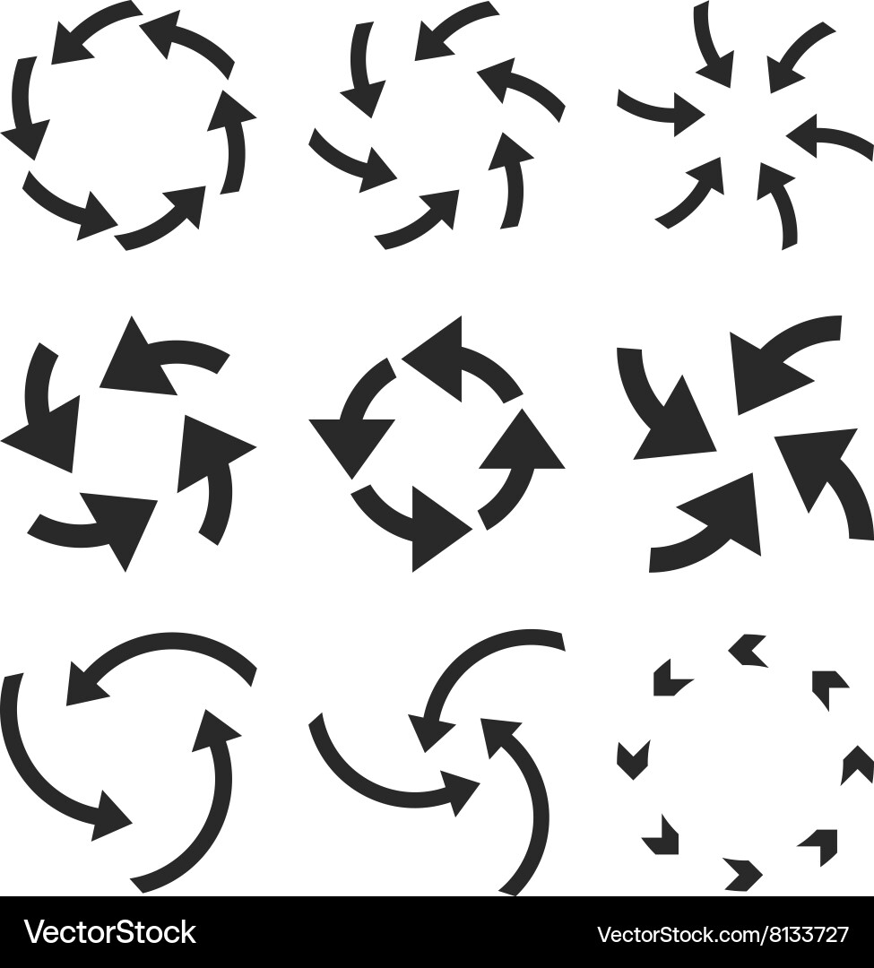 Cyclone arrows flat icon set Royalty Free Vector Image