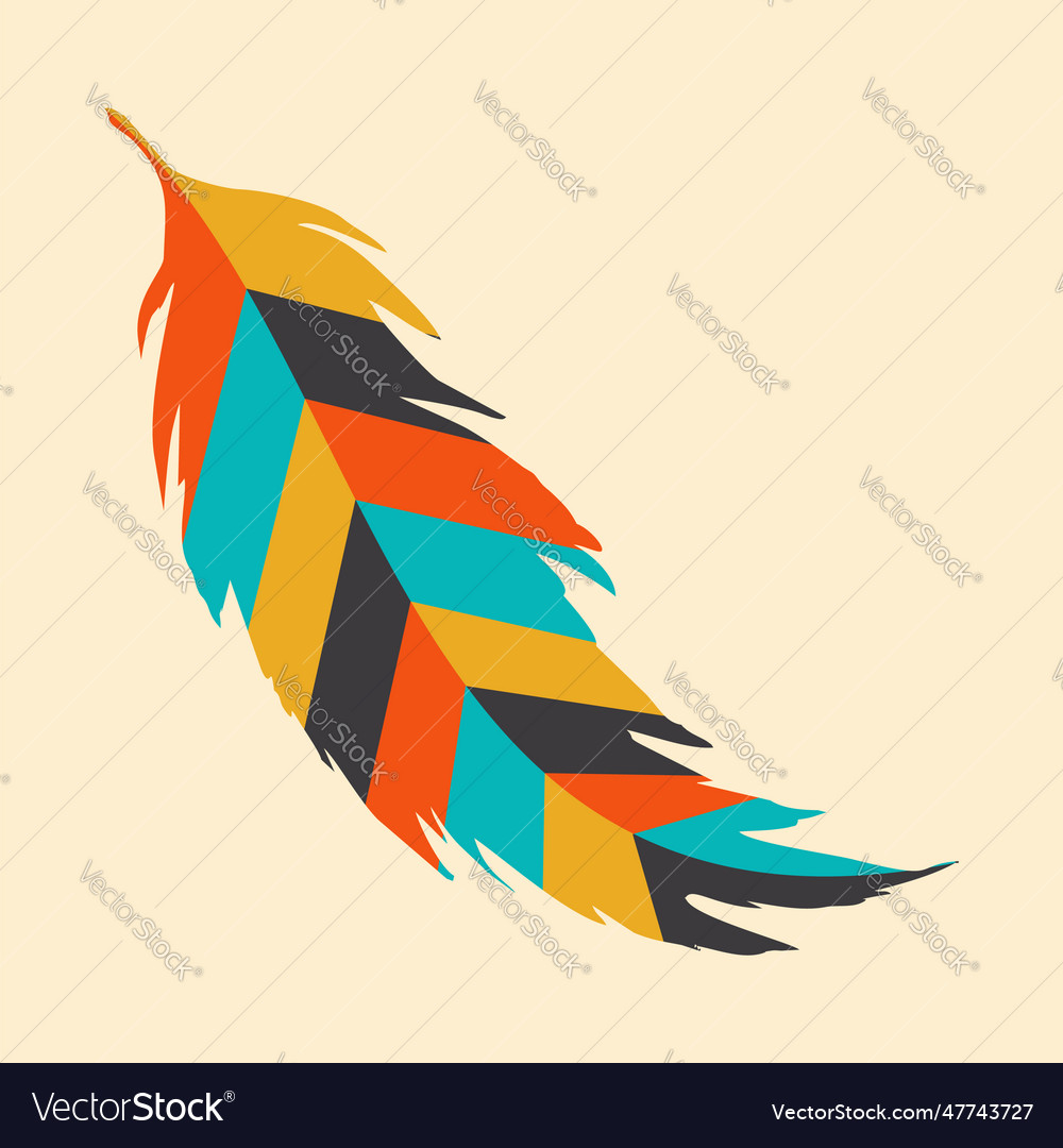 Feathers with typical apache tribal patterns Vector Image