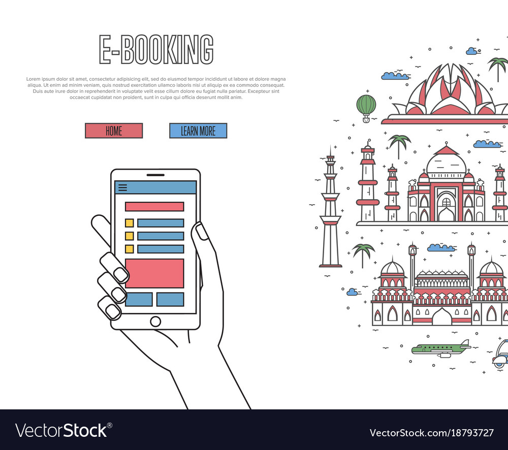 Online tickets ordering poster in linear style