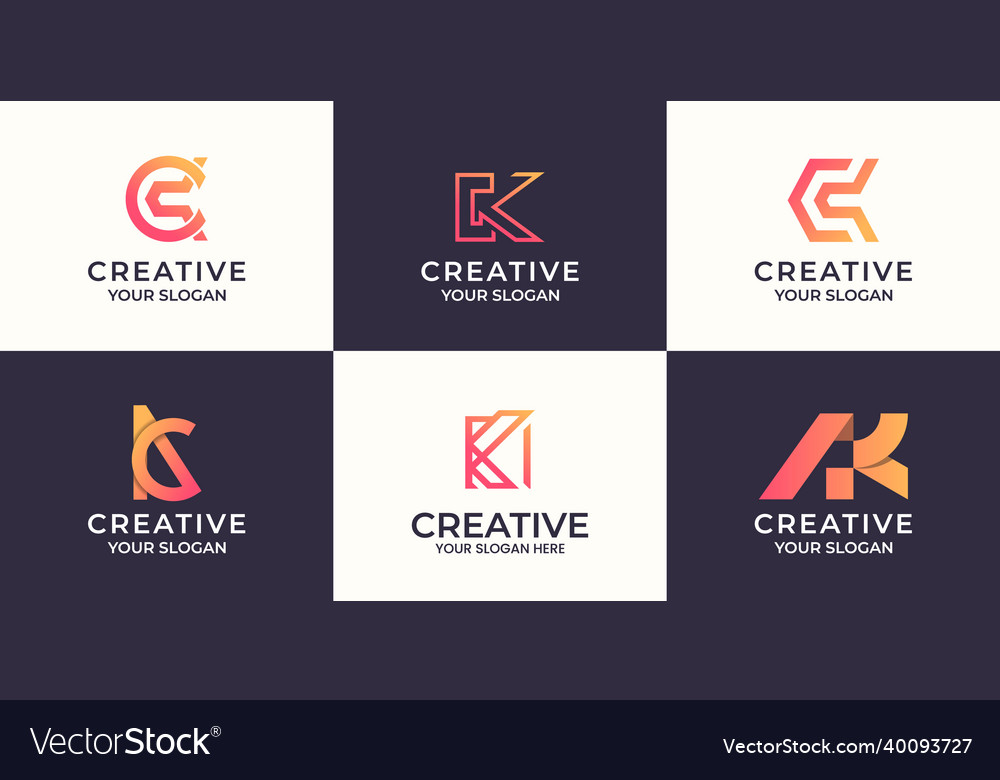 Set of creative letter k abstract logo design