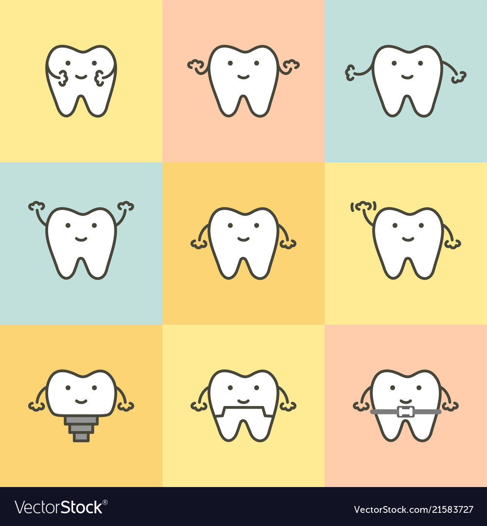 Set of dental care element for tooth concept 03