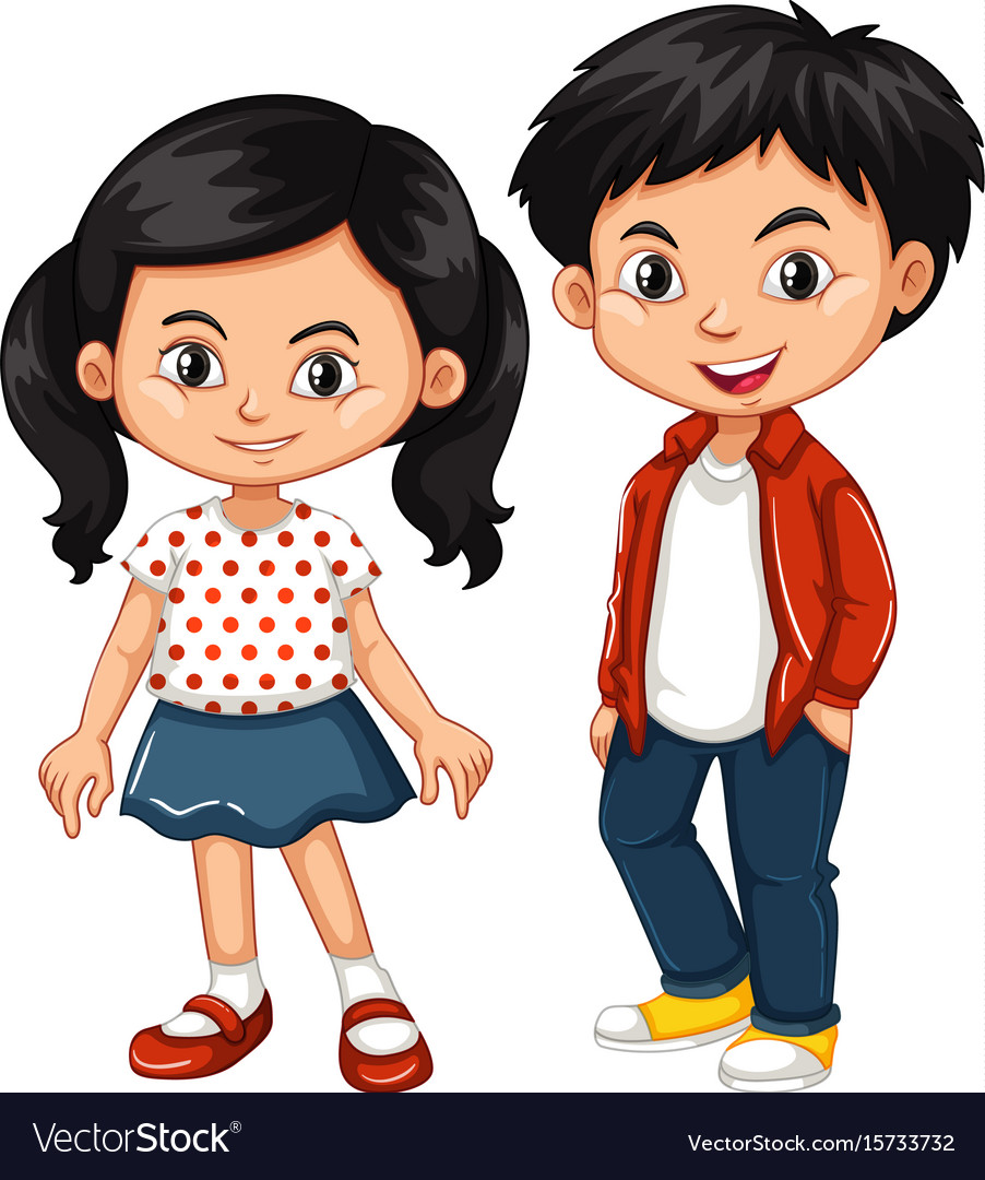 Asian boy and girl standing