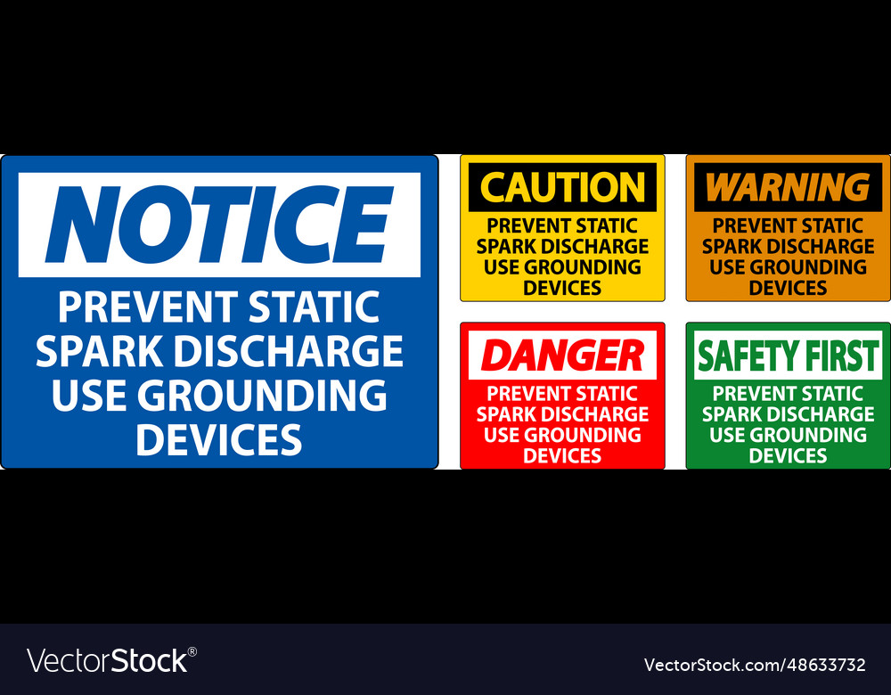 Caution sign prevent static spark discharge use Vector Image