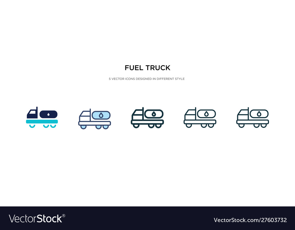 Fuel truck icon in different style two colored