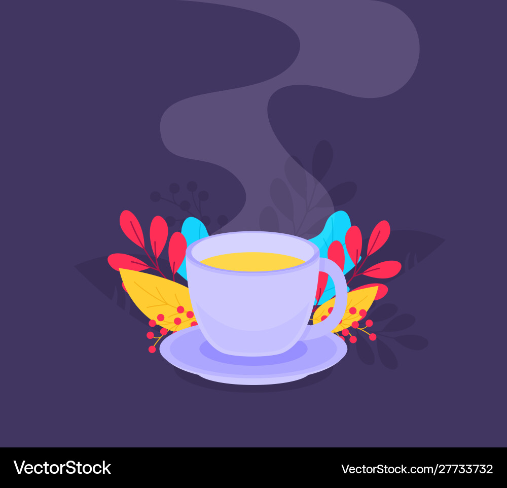Green tea with leaf flat Royalty Free Vector Image