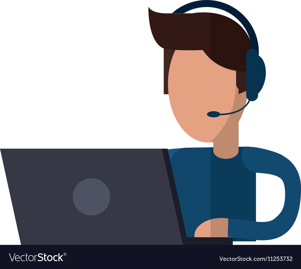 Isolated operator man with laptop design Vector Image
