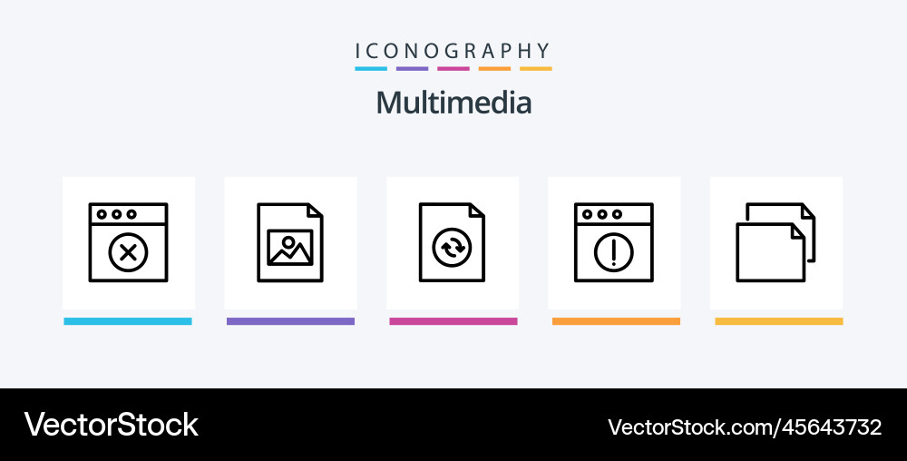 Multimedia line 5 icon pack including sync mac Vector Image