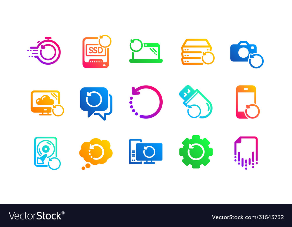 Recovery icons backup restore data and recover Vector Image