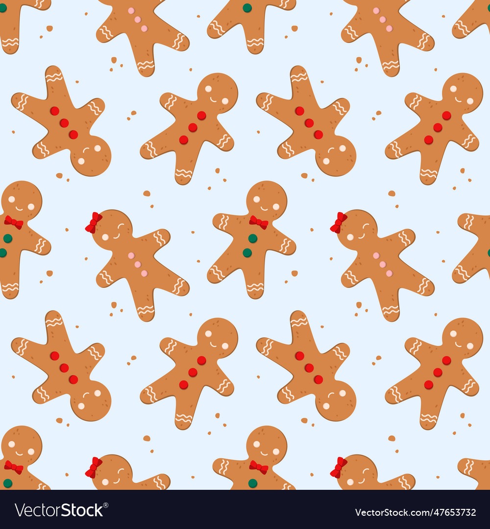 Seamless pattern with gingerbread men Royalty Free Vector