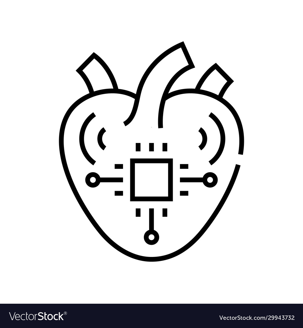 Synthetic heart line icon concept sign outline