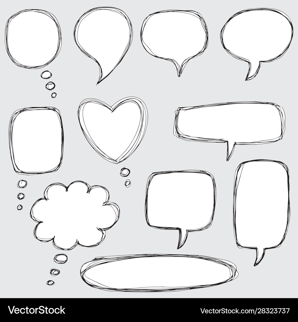Hand drawn set speech bubbles Royalty Free Vector Image
