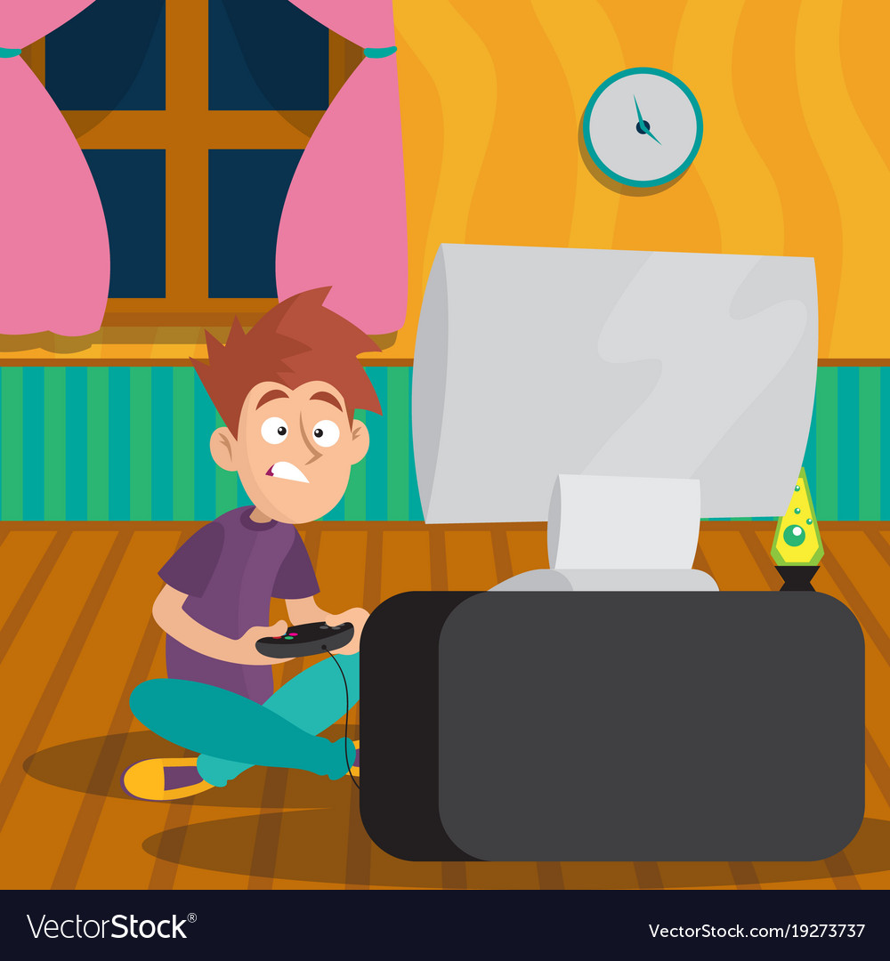 Teenager Boy Playing In Video Game At Room Vector Image There was a group of us boys that hung out together. vectorstock