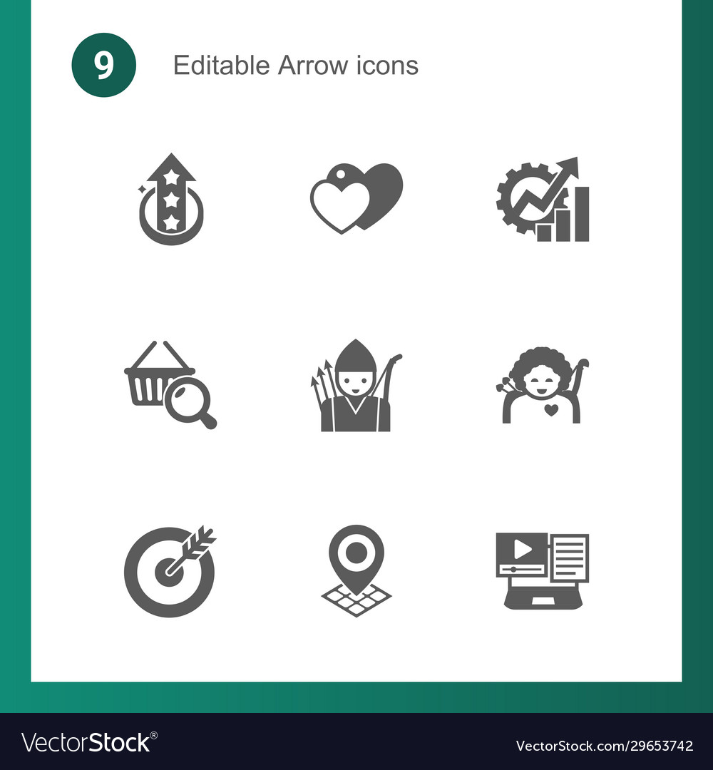 9 arrow filled icons set isolated