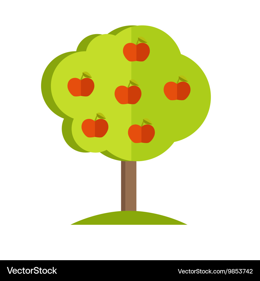 Apple Tree in flat style Royalty Free Vector Image