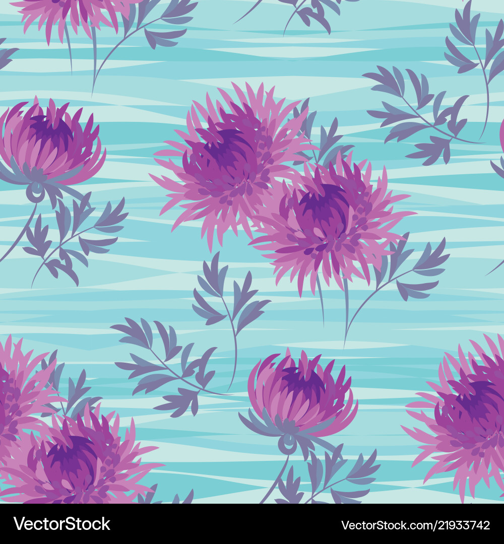 Autumn flowers seamless pattern in violet color Vector Image