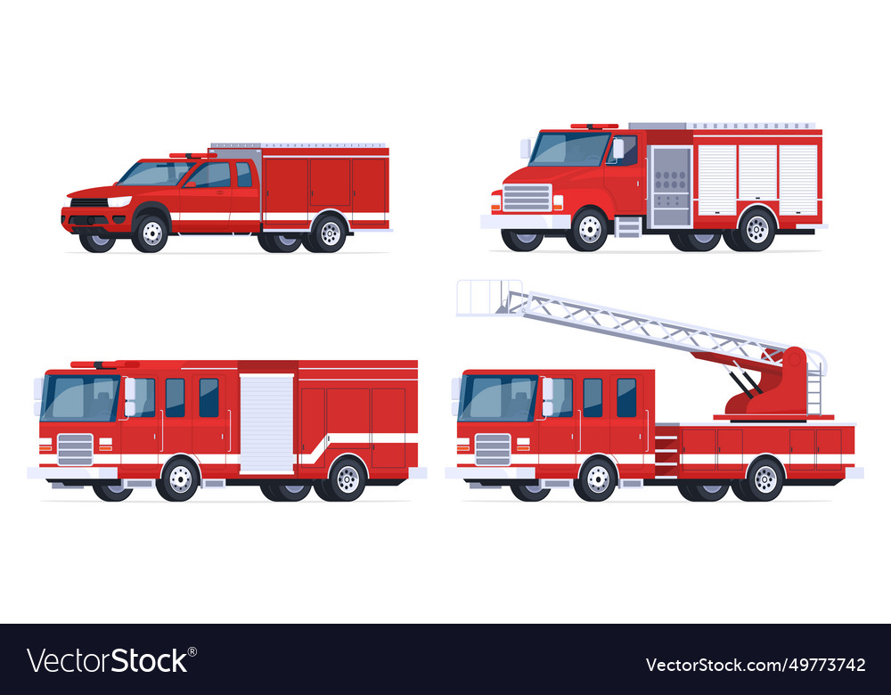 Different types of fire trucks rescue Royalty Free Vector