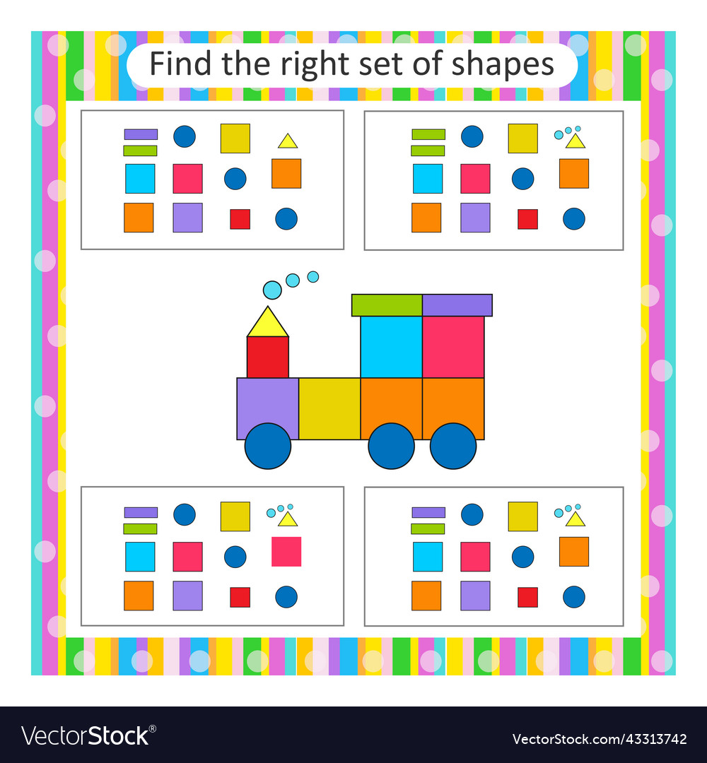 Logic Puzzle For Children Find The Correct Set Vector Image