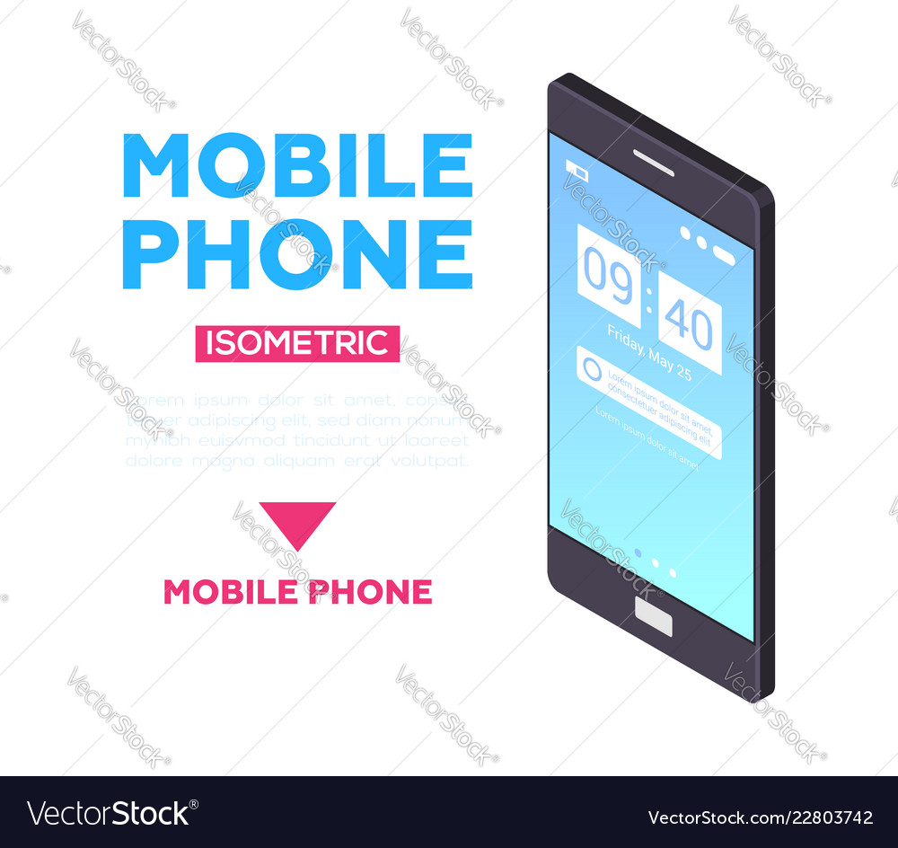 Mobile Phone Web Banner Modern Isometric Vector Image