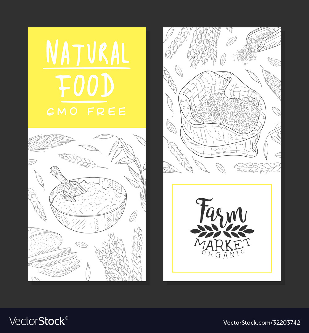 Natural food gmo free banner templates set