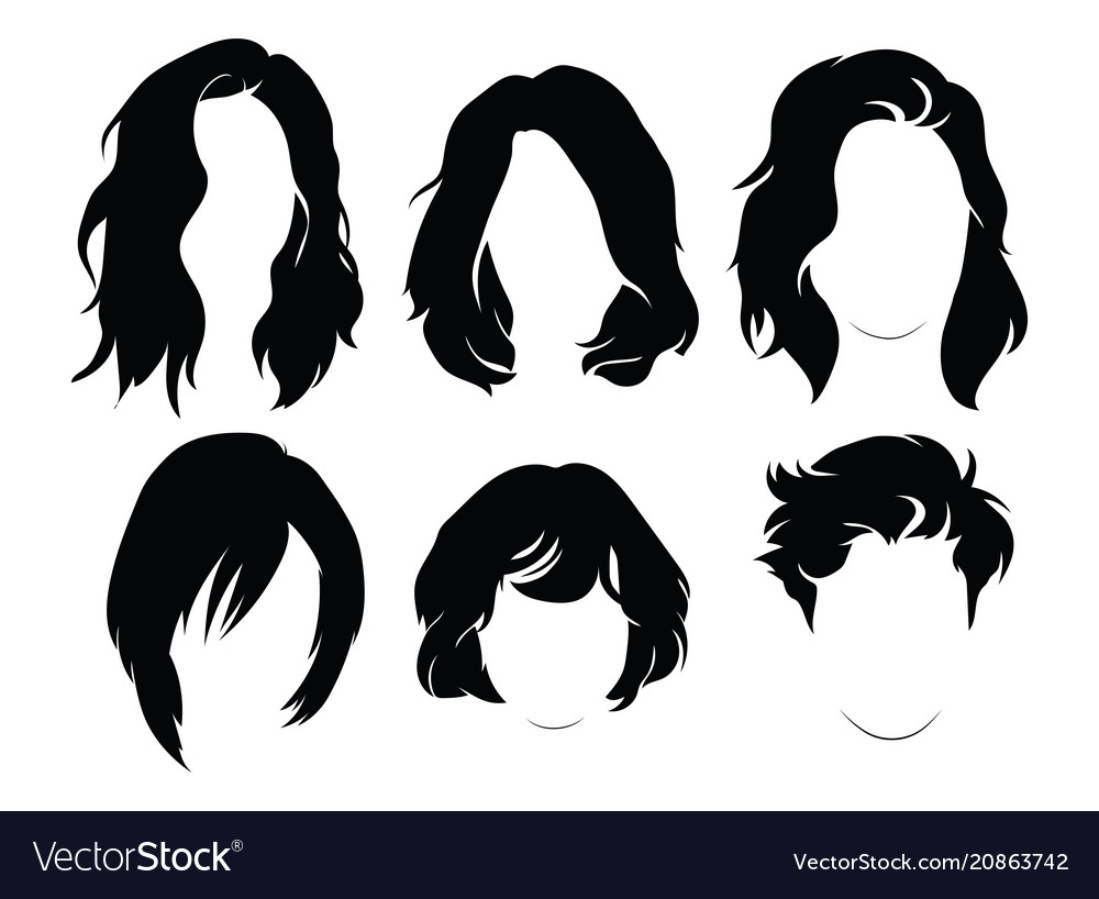 Set of hairstyles for women collection black