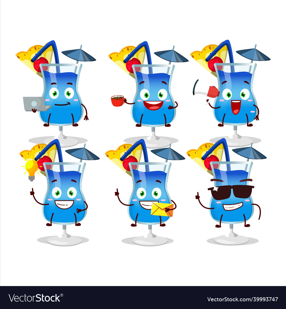 Blue hawaii cartoon character with various types