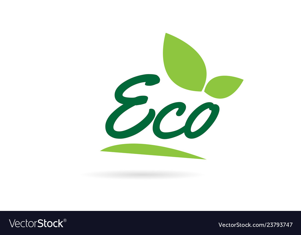 Green leaf eco hand written word text Royalty Free Vector