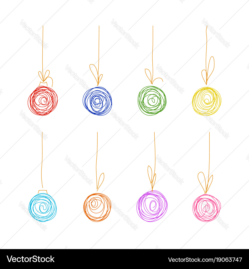 Hand Drawing Sketch Christmas Tree Balls