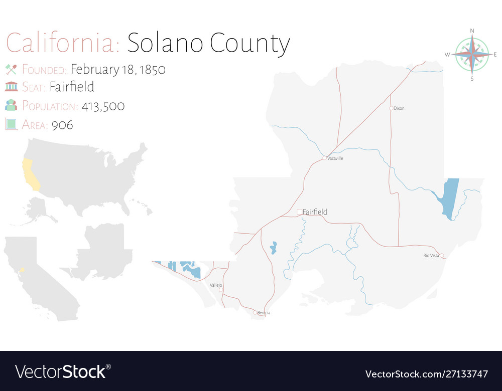 Map solano county in california