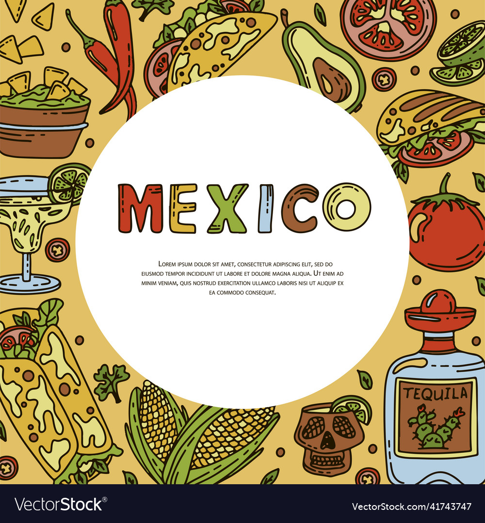 Mexican cuisine doodle food banner