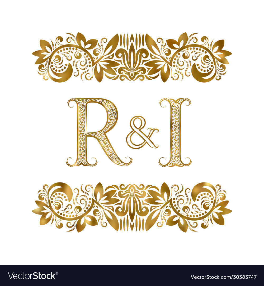 R and i vintage initials logo symbol letters Vector Image