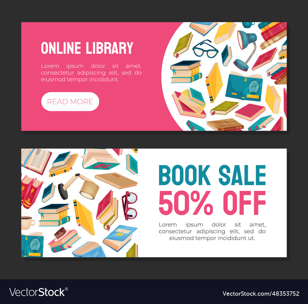 Book sale banner design for bibliophile Royalty Free Vector