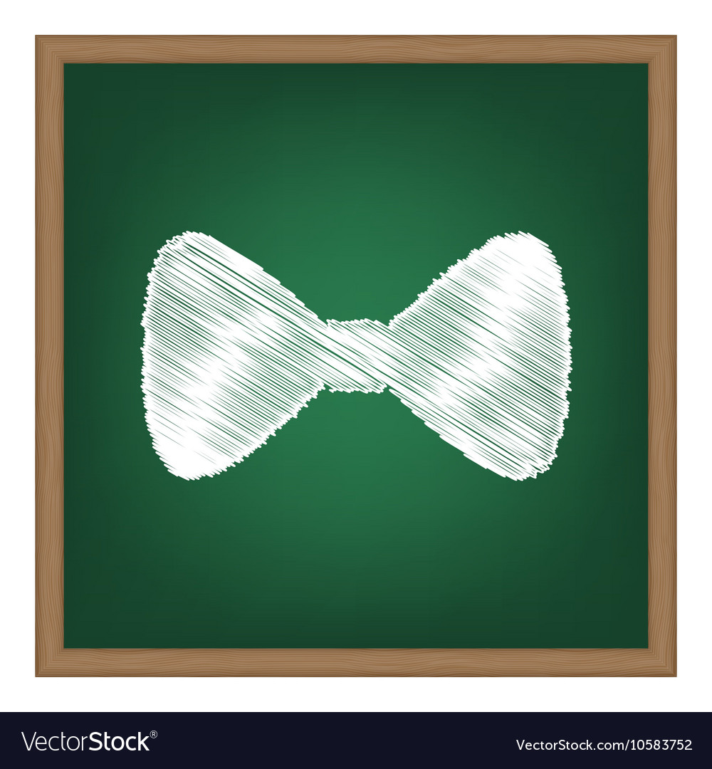 Bow tie icon white chalk effect on green school