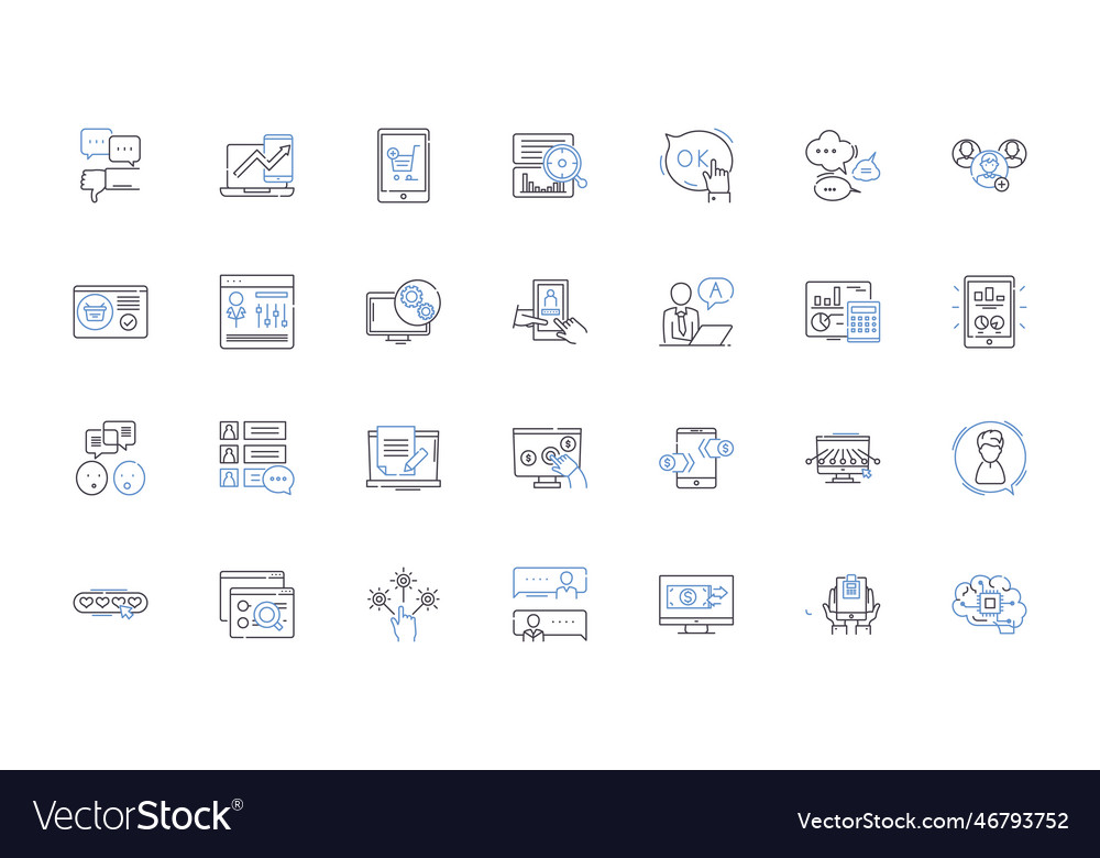 Data analysis line icons collection analytics