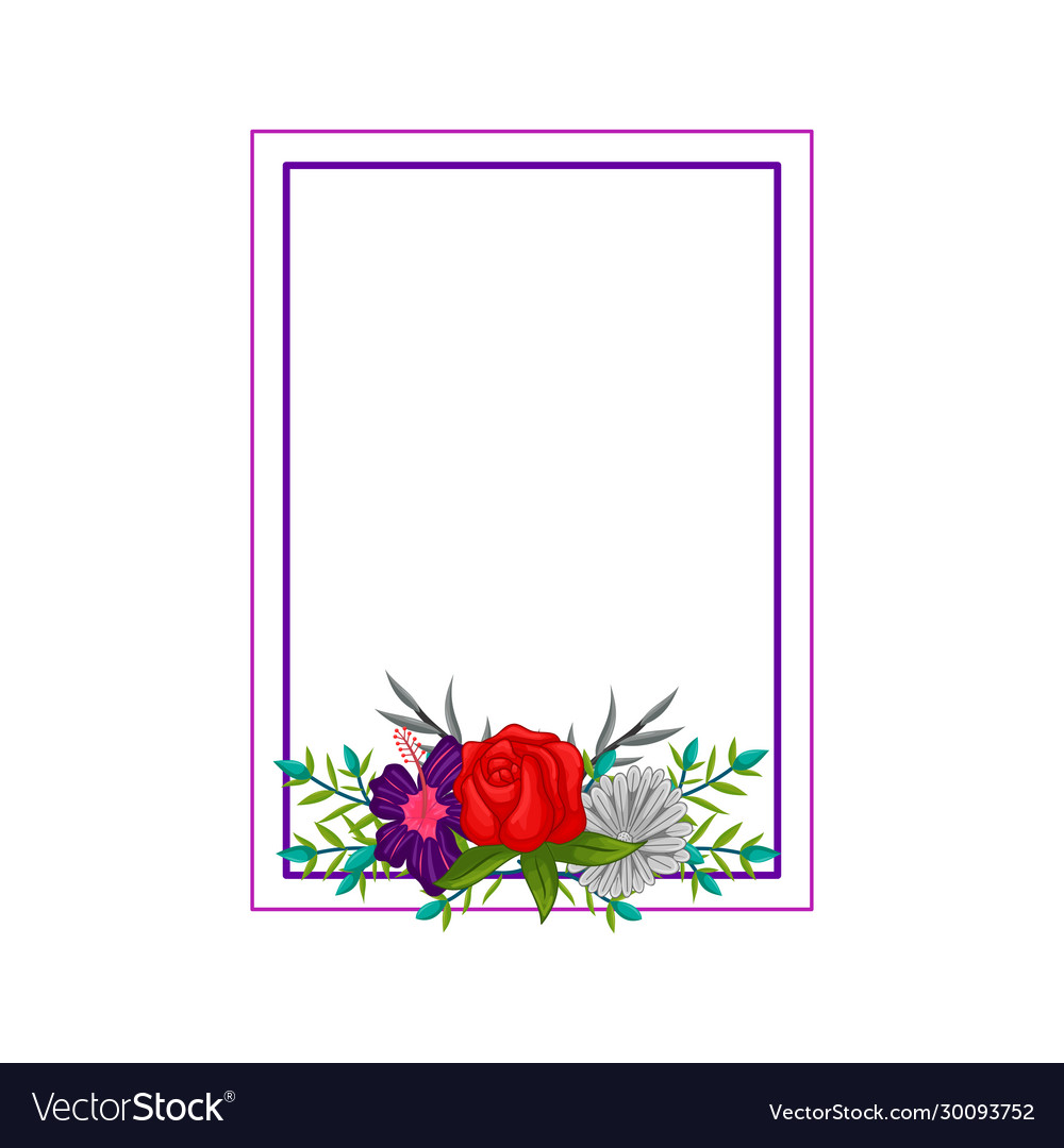 Frame flowers colors blank romantic template