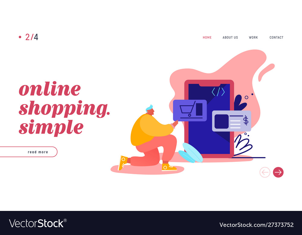 Landing page with online shopping smartphone Vector Image