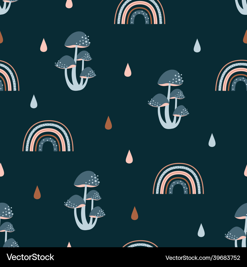 Seamless pattern with cartoon rainbow Royalty Free Vector