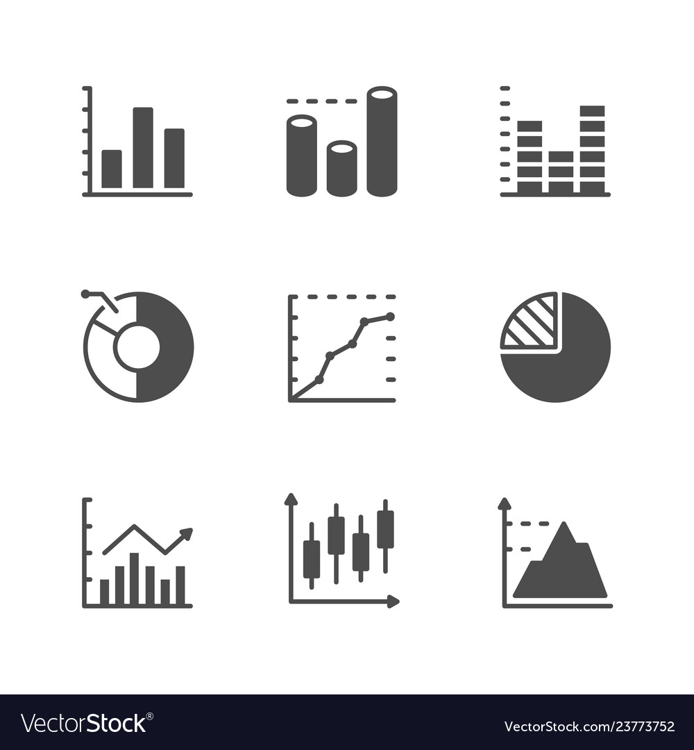 Set icons of graph and diagram Royalty Free Vector Image