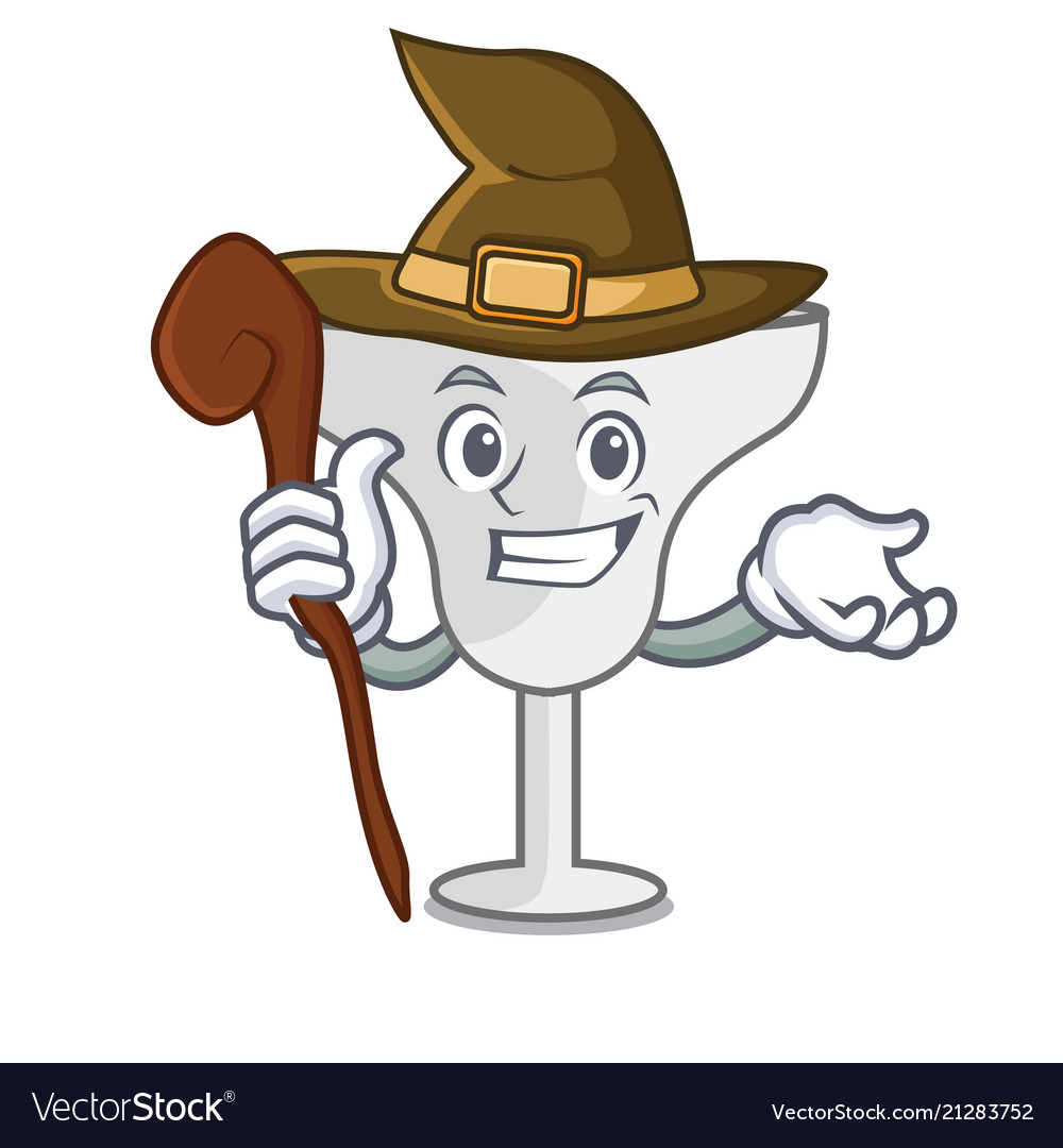 Witch margarita glass mascot cartoon